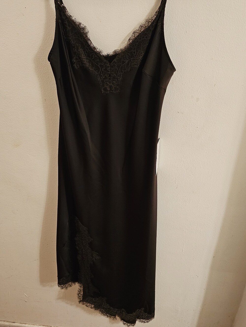 Alex & Sophia Dark Chocolate Brown Lace Trim Slip Dress